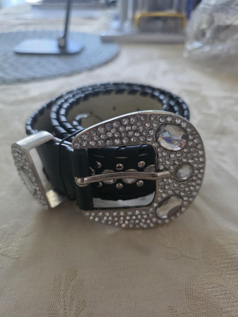 Brown Crystal Buckle Belt - Women